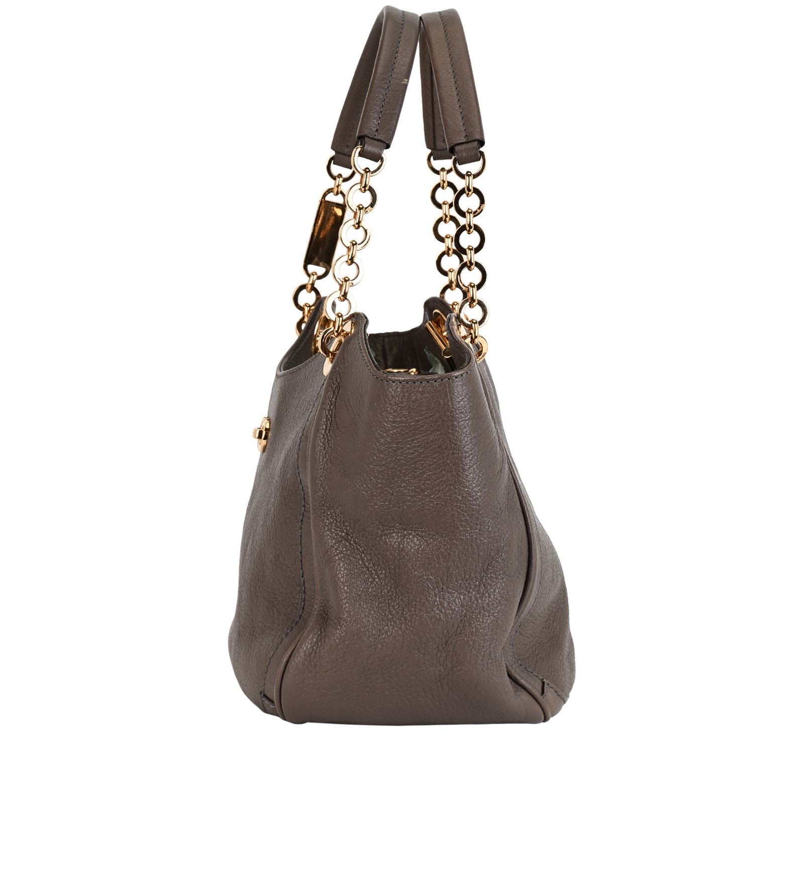 Gancini Chain Tote, &pound;220, Handbags, Taupe, Leather, Bottom view